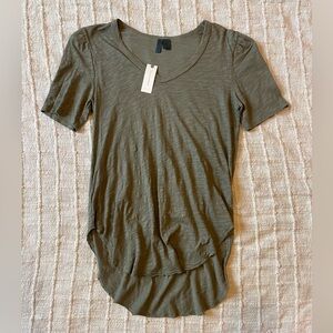Anthropologie Left of Center Olive Green V-Neck Women's Top - Small